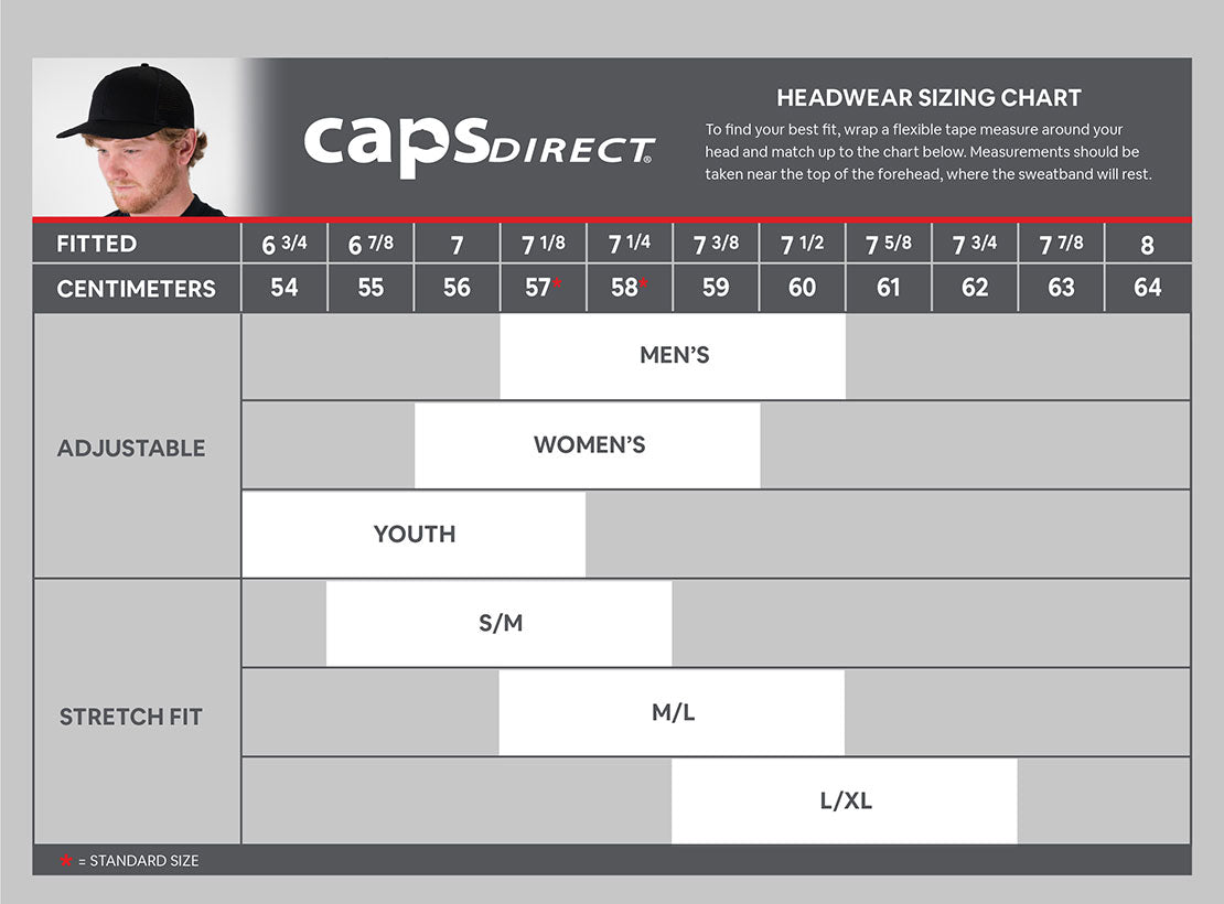 Headwear Sizing Caps Direct